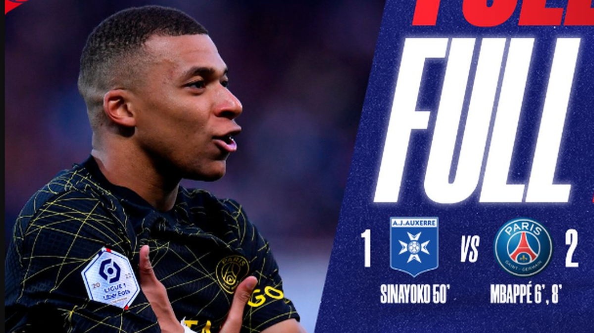 Kylian Mbappé firmó un doblete para afianzarse como máximo goleador de la liga francesa y el Paris Saint-Germain quedó a un paso de revalidar el título, empleándose a fondo al vencer el domingo 2-1 a un Auxerre amenazado por el descenso.
