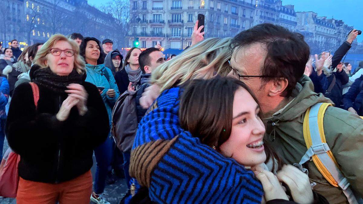 Pro-abortion supporters hug each other after French lawmakers have approved a bill that will enshrine a woman’s right to an abortion in the French Constitution, at Trocadero Plaza in Paris, Monday, March 4, 2024. The vote makes France the first country to have a constitutional right to abortion since the former Yugoslavia inscribed it in its 1974 constitution. (AP Photo/Oleg Cetinic)