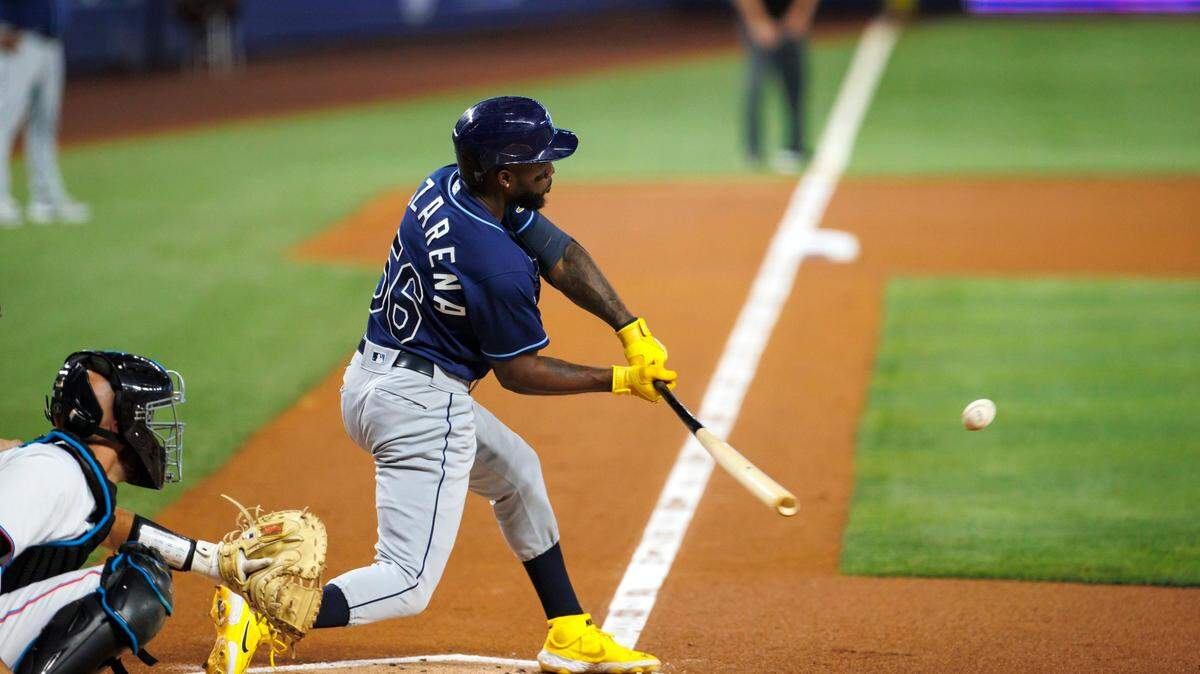 El jardinero de los Rays de Tampa Bay Randy Arozarena es tercero en promedio (.320) en la Liga Americana.