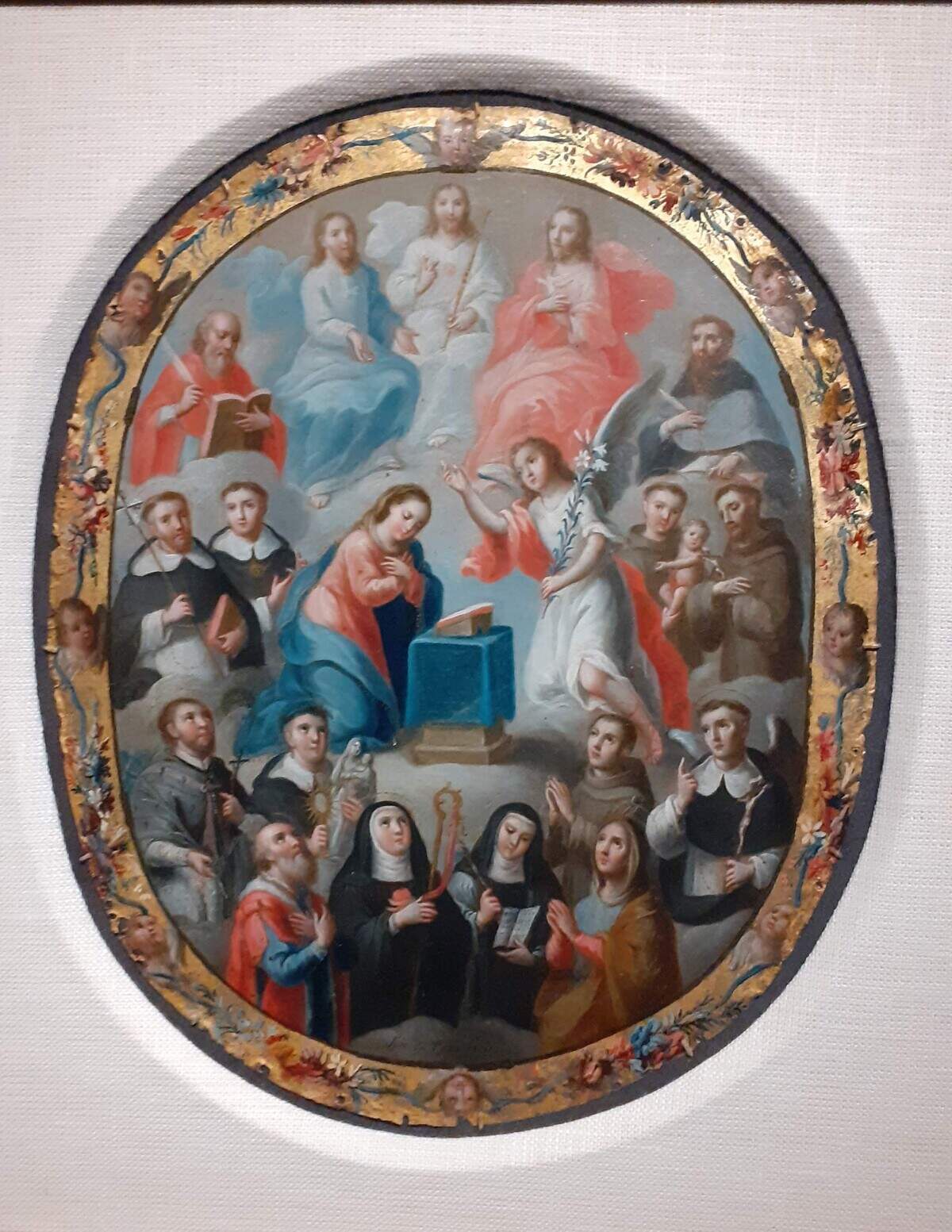 Anunciación rodeada de santos, José de Páez, pintor mexicano, 1750.