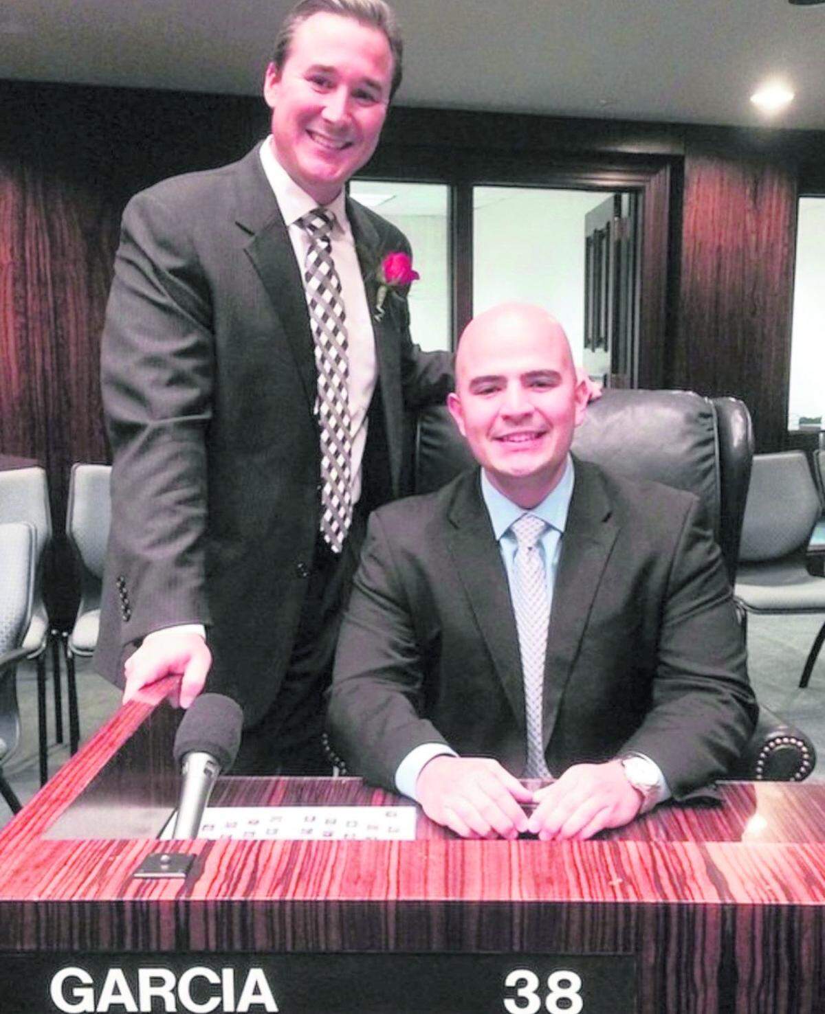 Former state sentator René García (left) endorsed his former chief of staff Jesús Tundidor, who is running for a seat on the Hialeah City Council. 