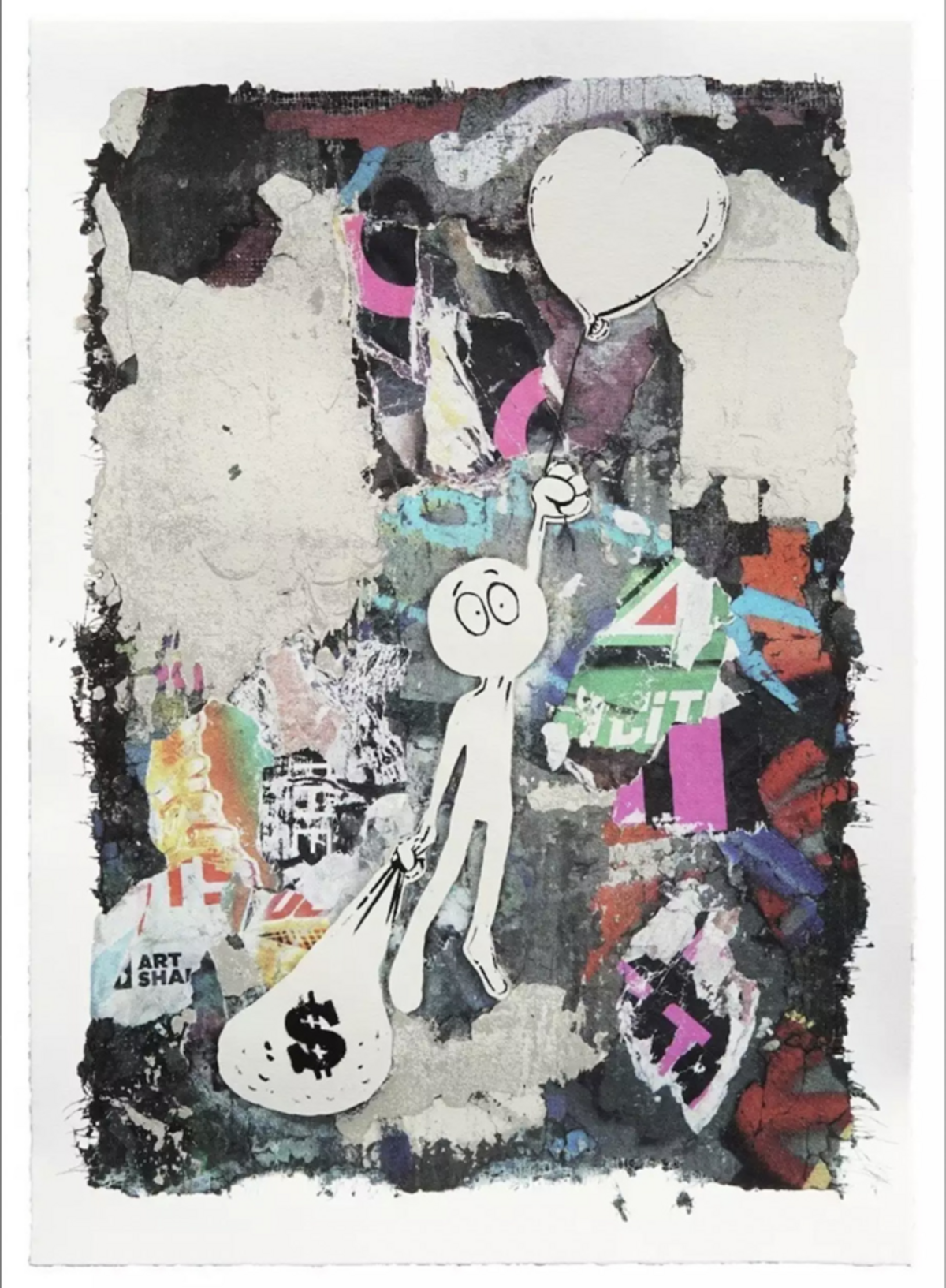 “Love vs. Money”, 2017, del artista Kai 28 X 20 pulgadas en Wynwood Wall, Miami.