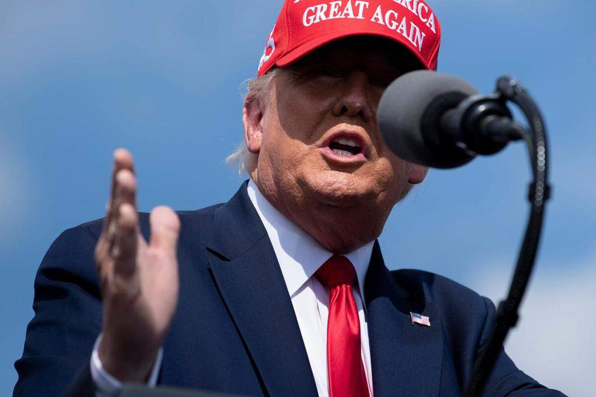 US President Donald Trump speaks at a “Make America Great Again” rally at Raymond James Stadium’s parking lot on October 29, 2020, in Tampa, Florida. (Photo by Brendan Smialowski / AFP) (Photo by BRENDAN SMIALOWSKI/AFP via Getty Images)