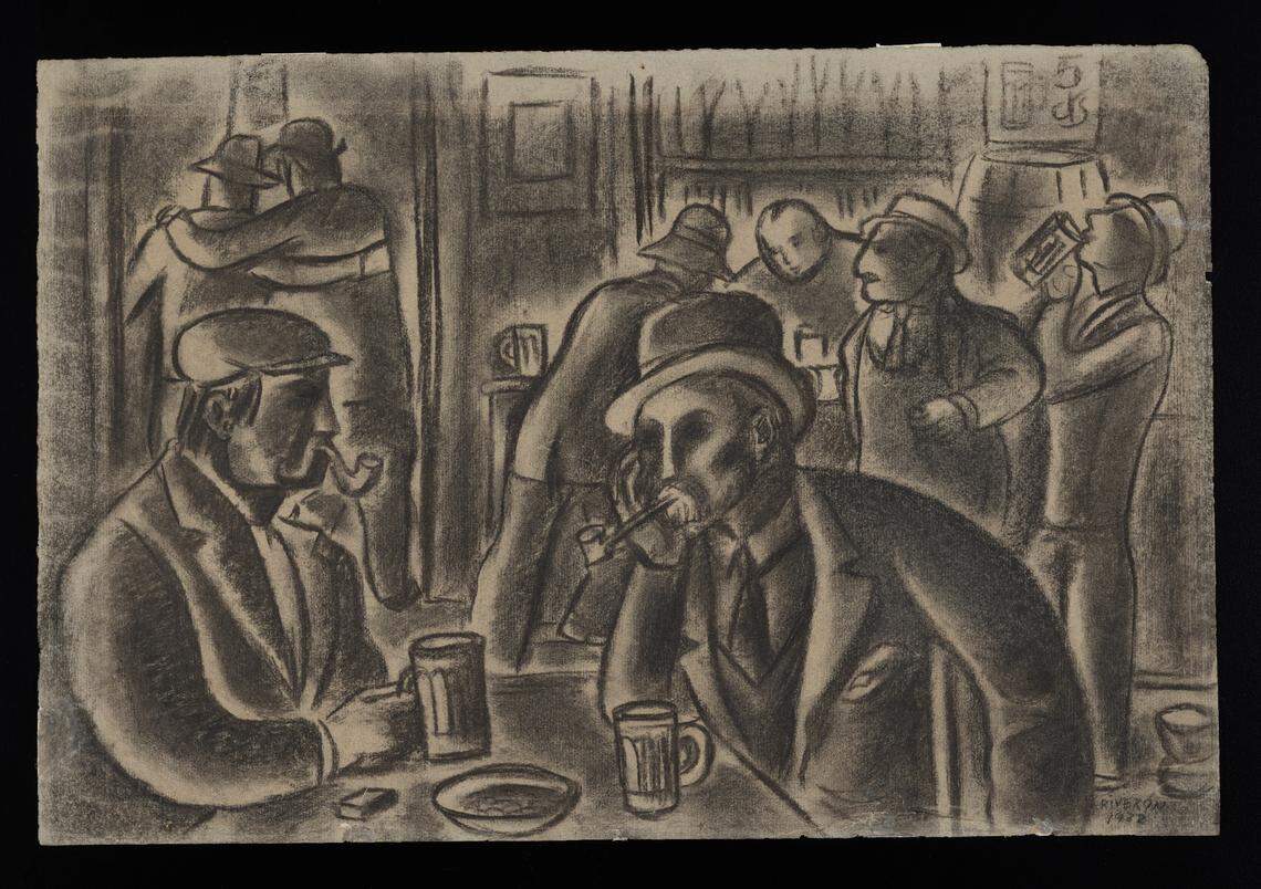 “Untitled (Iberia)”, 1996, de Enrique Riverón. Collage, carboncillo sobre papel, 1932. Colección Enrique Riverón. Donación de Ruth Shack.