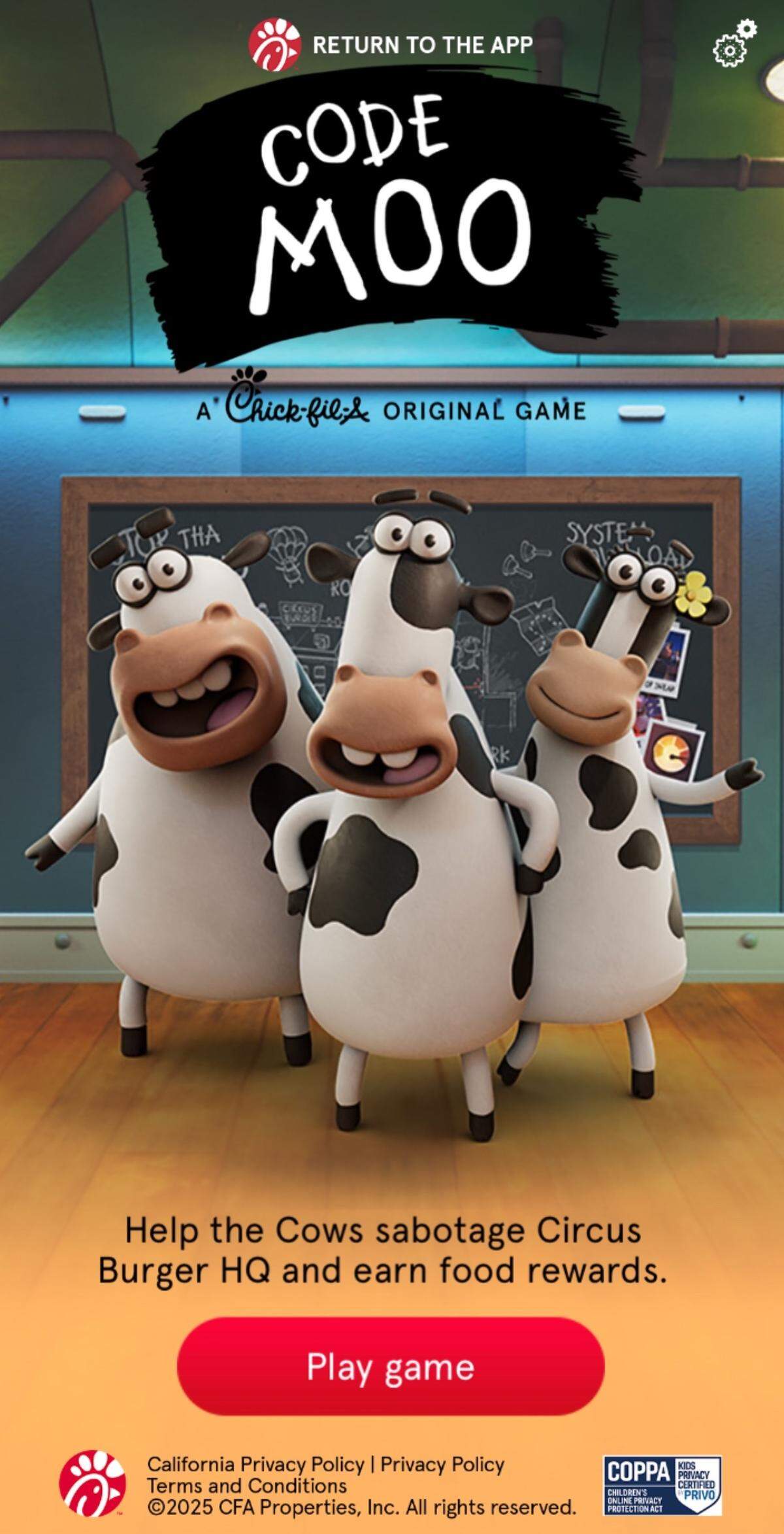 Las vaquitas de Chick-fil-A te invitan a completar misiones y ganar comida gratis.