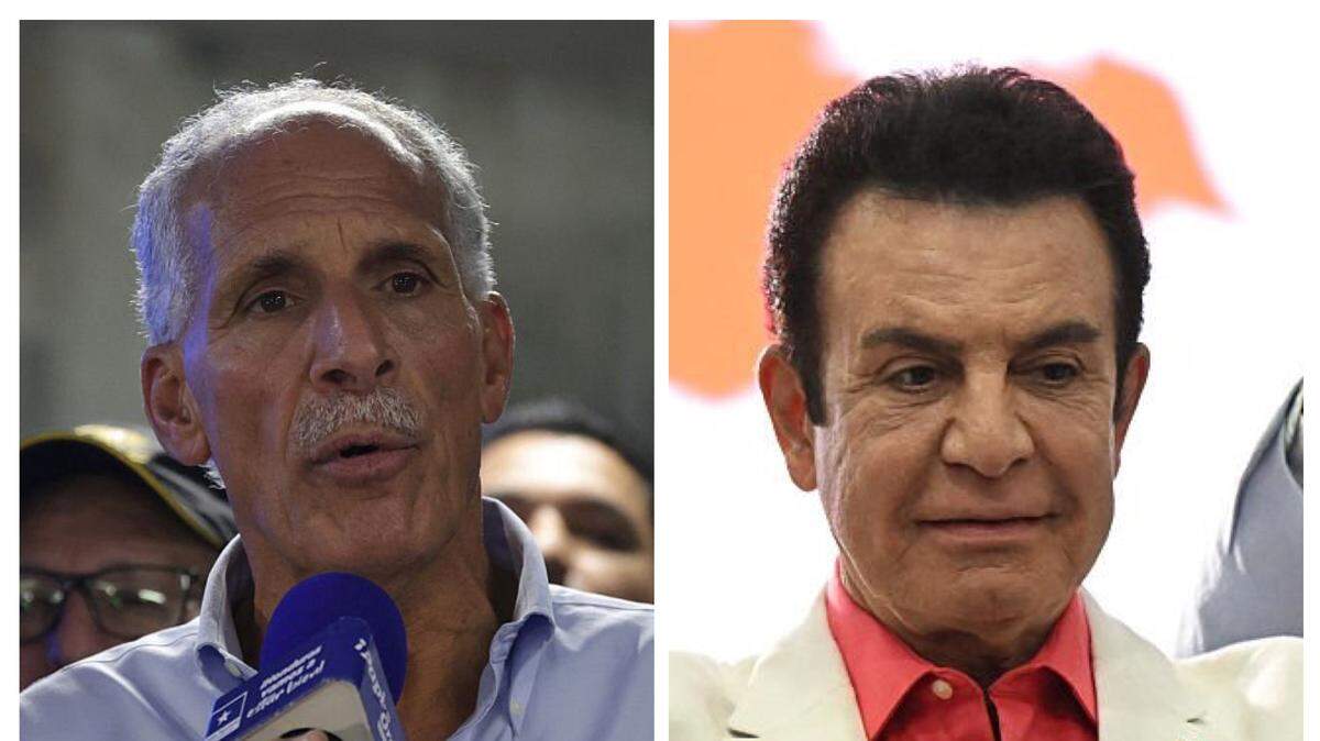 El candidato presidencial del Partido Nacional de Honduras, Nasry Asfura (izq.), y Salvador Nasralla, del opositor Partido Liberal, lideran la cerrada lucha por la presidencia de Honduras, el lunes 1 de diciembre de 2025.