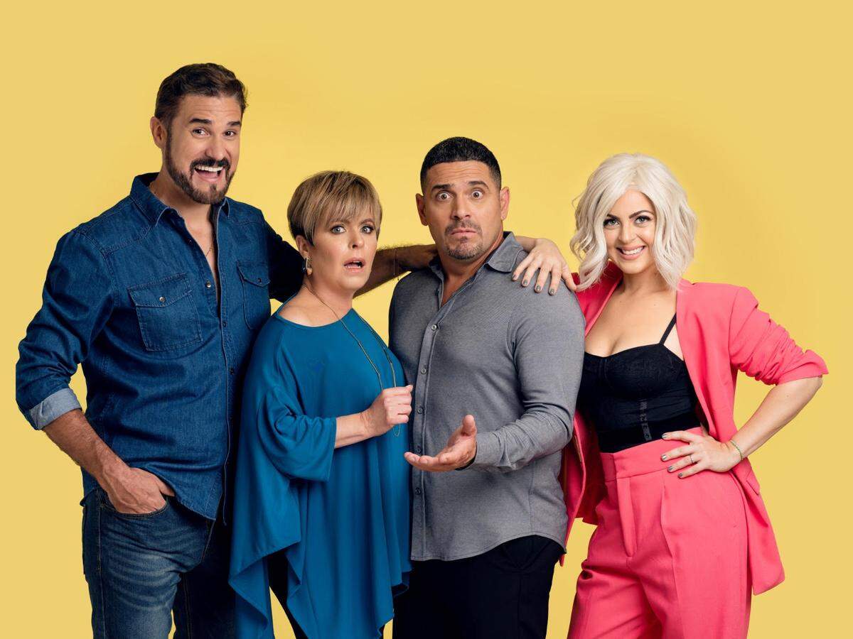 Elenco de ‘Los vecinos de arriba’: Alejandro Dávalos, Dianelys Brito y Mijail Mulkay y Claudia Valdés