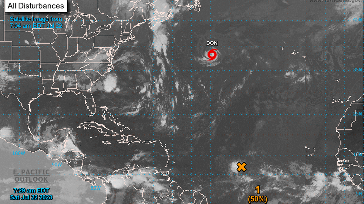 El boletín de las 8 a.m. del sábado, 22 de julio de 2023, vigila de cerca a la tormenta tropical Don y a un sistema que se dirige a las Antillas Menores.