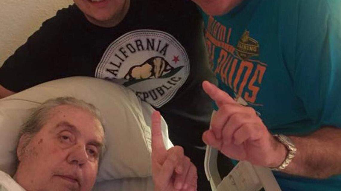 Three generations of the Zabala family: Tutico, right, his son and Tuto on the bed.