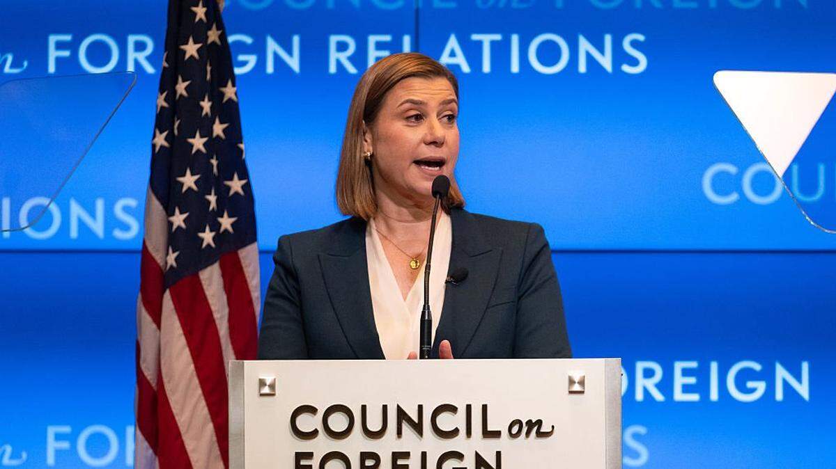 NEW YORK, NEW YORK - SEPTEMBER 05: Sen. Elissa Slotkin (D-MI) delivers a speech on national security at the Council of Foreign Relations on September 05, 2025 in New York City. The speech included a call for the U.S. Government to "prioritize our national security infrastructure around middle-class economics". (Photo by Spencer Platt/Getty Images)