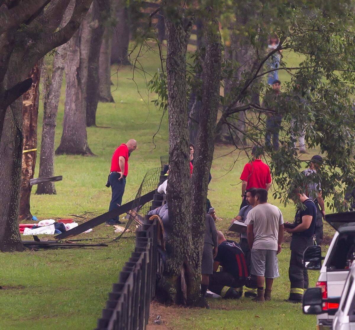 Emergency workers respond to a deadly crash involving a bus carrying agricultural workers in West State Road 40 in Marion County, Florida on Tuesday, May 14, 2024.