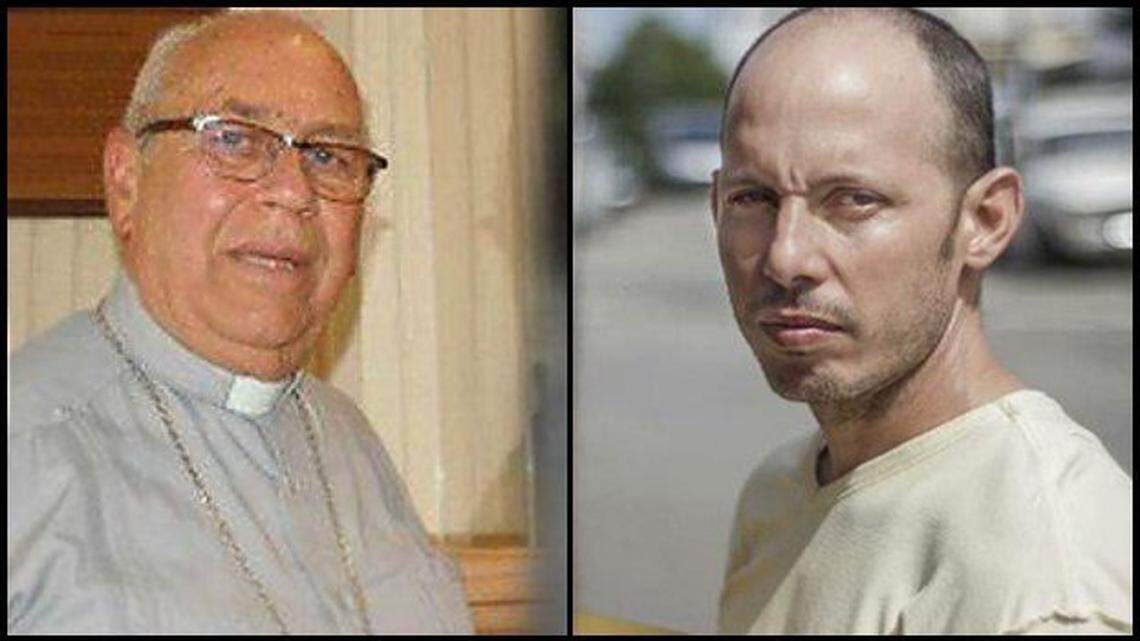 El obispo de Pinar del Río, Jorge Serpa y el biólogo Ariel Ruíz Urquiola.