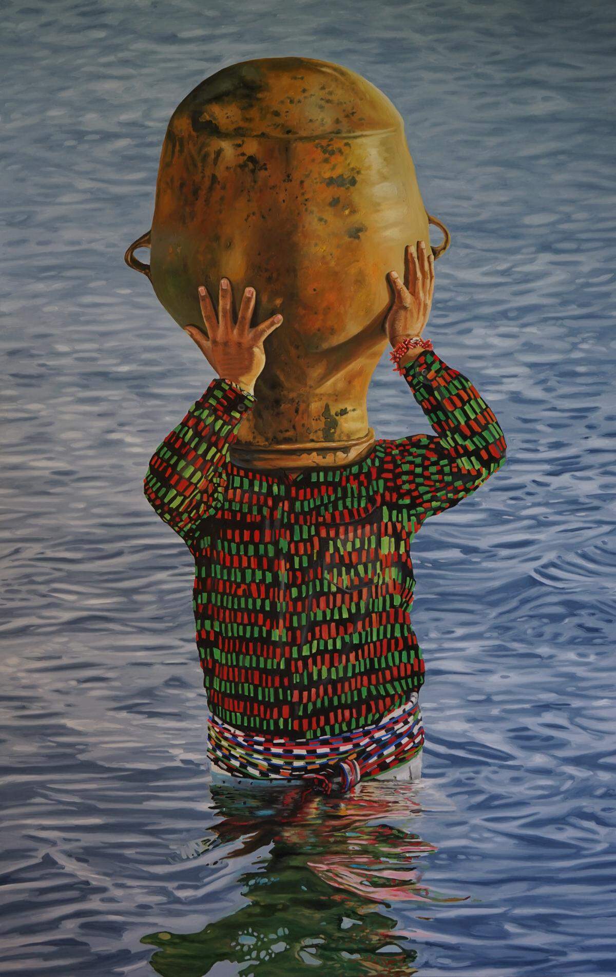 ‘Sin título’. De la serie “Saq taq achik’”, 2023, de Manuel Chavajay. Óleo sobre tela.
