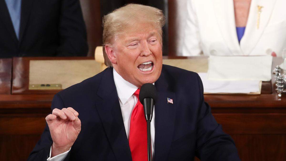 El presidente Donald Trump da su discurso del Estado de la Unión ante las dos Cámaras del Congreso, el martes 4 de febrero de 2020, en El Capitolio de Washington D.C.