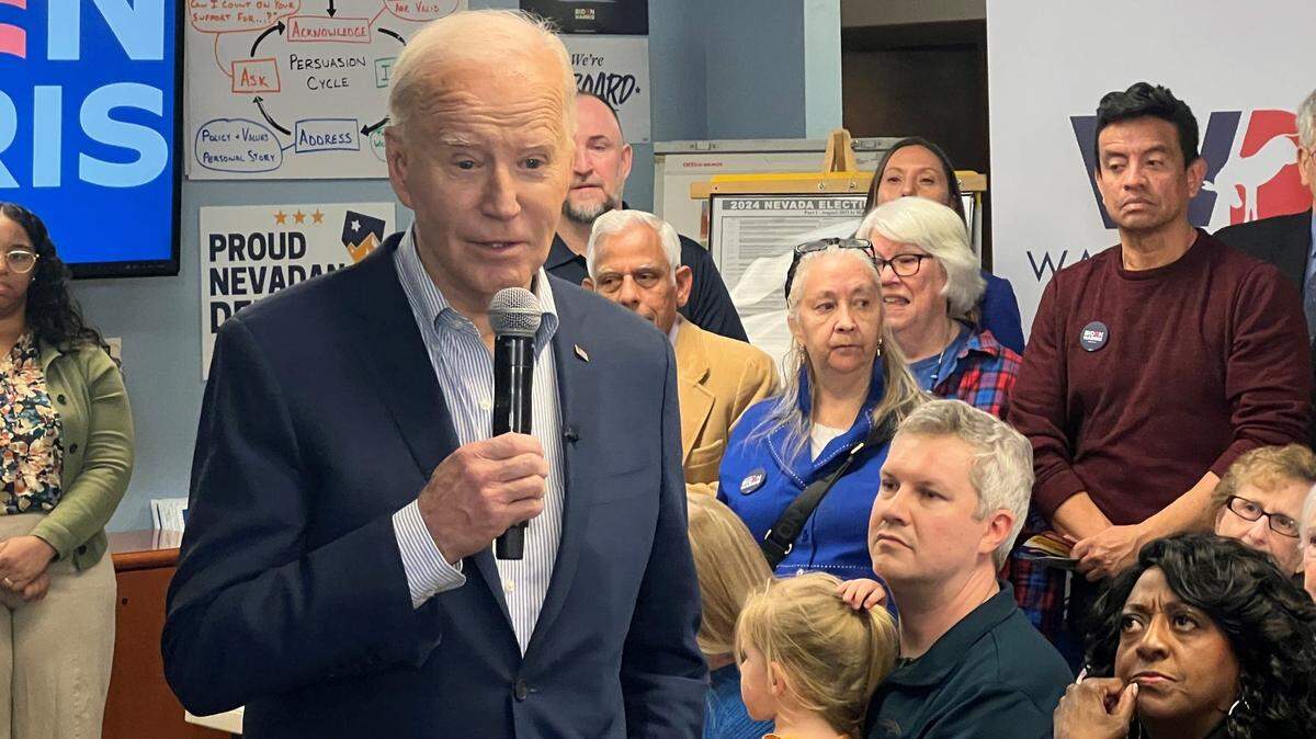 El presidente de Estados Unidos Joe Biden habla en la sede demócrata del condado Washoe en Reno,  el 19 de marzo de 2024.