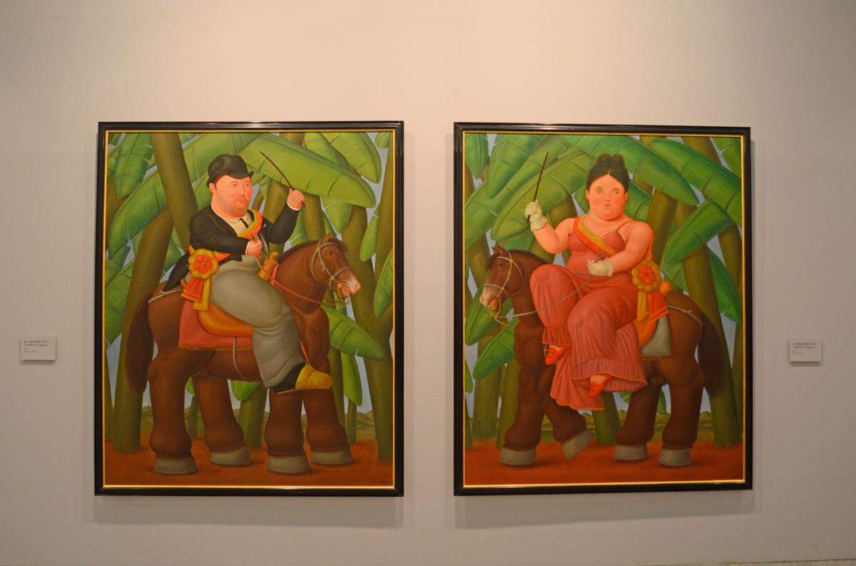Díptico de Botero de 1989, ‘El presidente a caballo y la presidenta a caballo’.