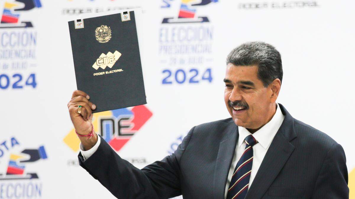 Venezuelan leader Nicolas Maduro during his proclamation ceremony as re-elected president of the country at the National Electoral Council in Caracas, Venezuela, July 29, 2024.