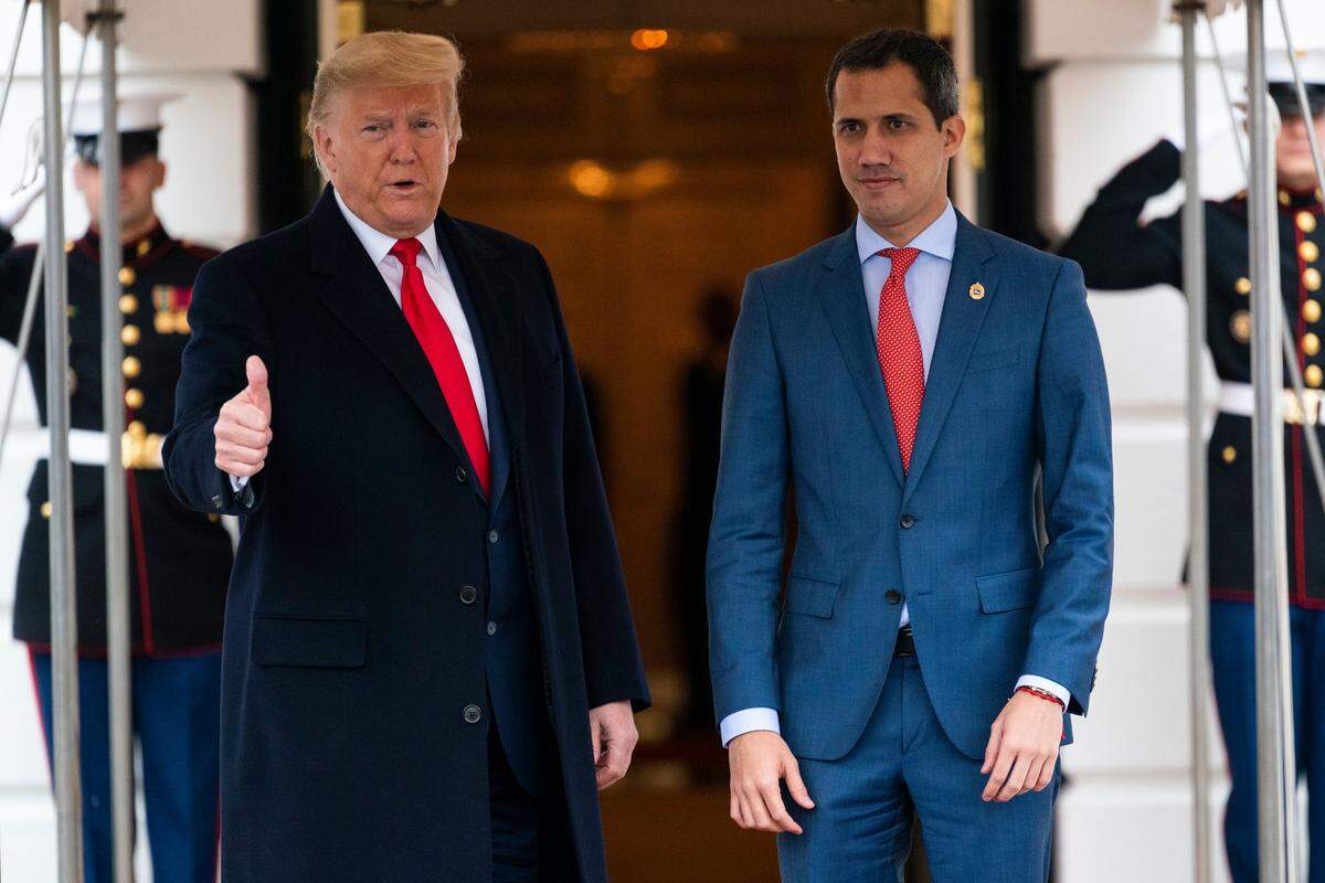 President Donald Trump welcomes Venezuelan opposition leader Juan Guaidó to the White House on Feb. 5, 2020.