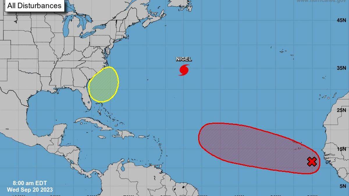 El huracán Nigel se está debilitando y pronostican la formación de un sistema tropical en esta zona.