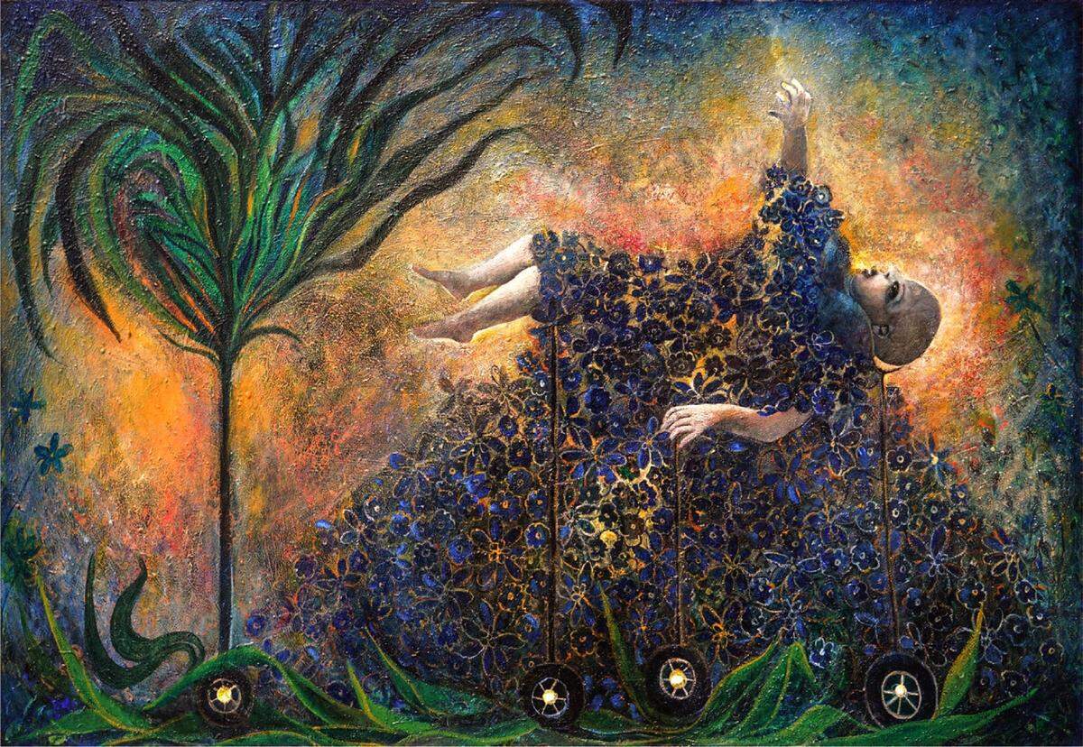 ‘For Cristina Holt (Para Cristina Holt)’, 1996, acrílico sobre lienzo, 40 x 58 pulgadas.