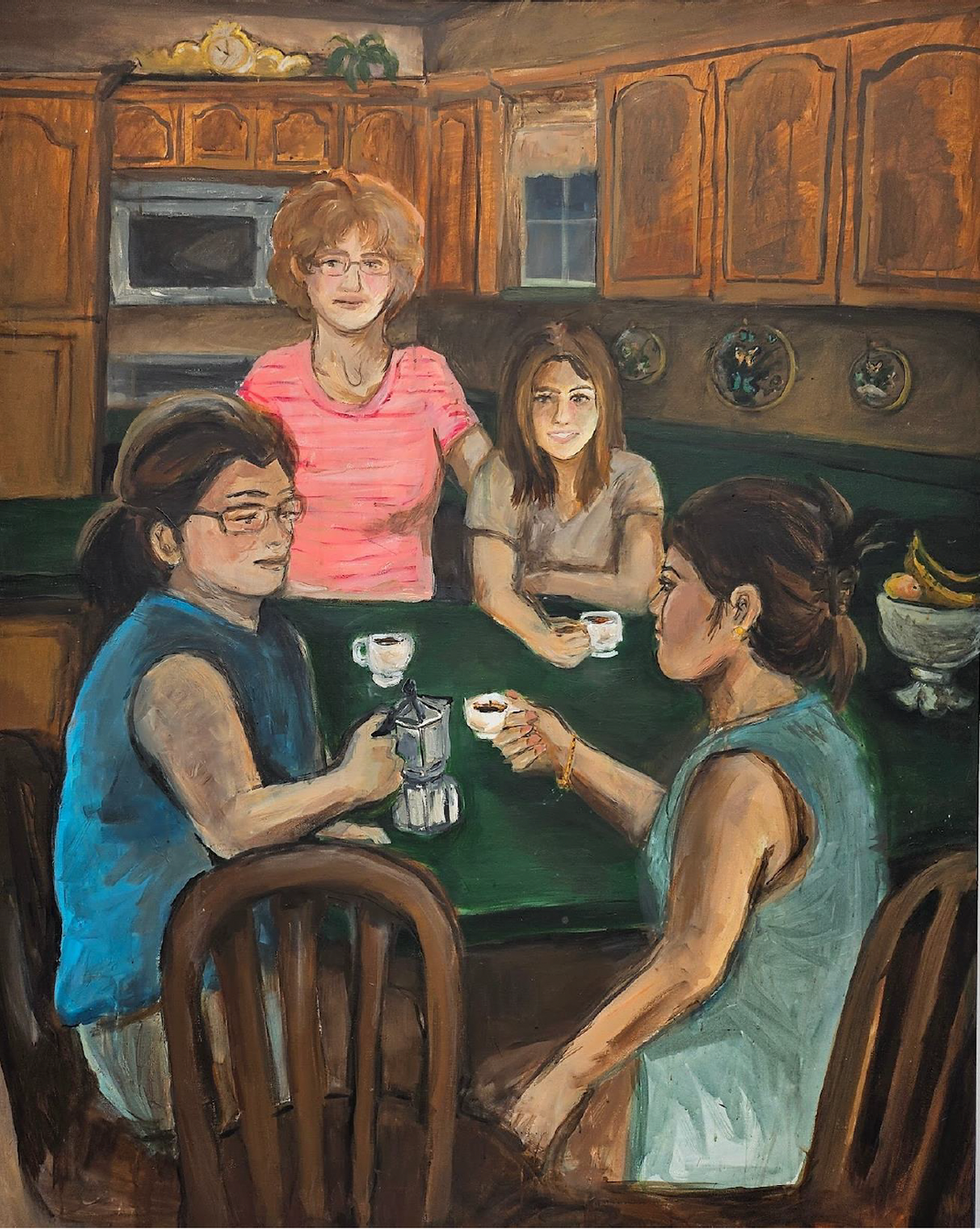 “Soñando caña y café”, 2024, acrílico sobre lienzo.