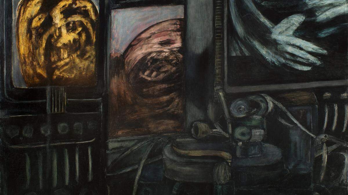 ‘Los de arriba y los de abajo’ (Those Above and Those Below), 1963, óleo sobre lienzo, 73 x 77 pulgadas.