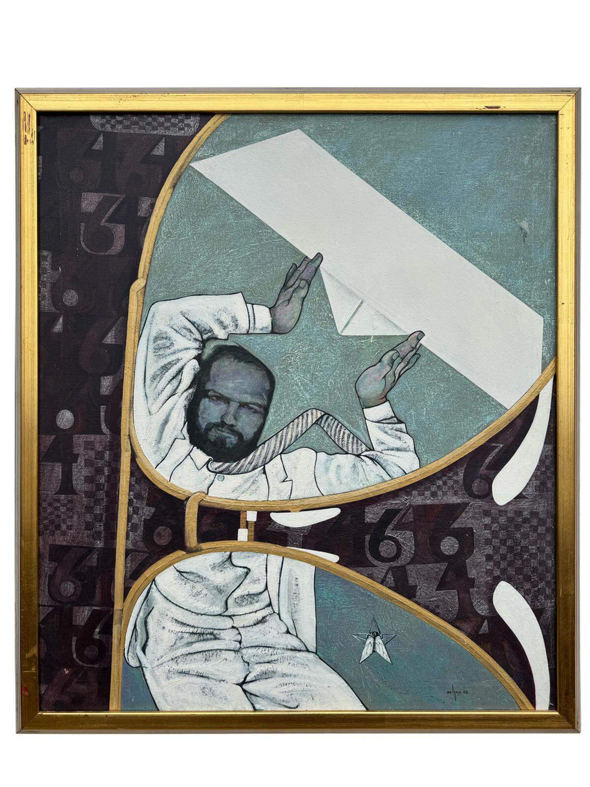 “Self-portrait with Star and Boat”, 1983. Óleo sobre lienzo, 91 x 81 pulgadas. Colección Gustavo Valdés, Guttenberg, Nueva Jersey.
