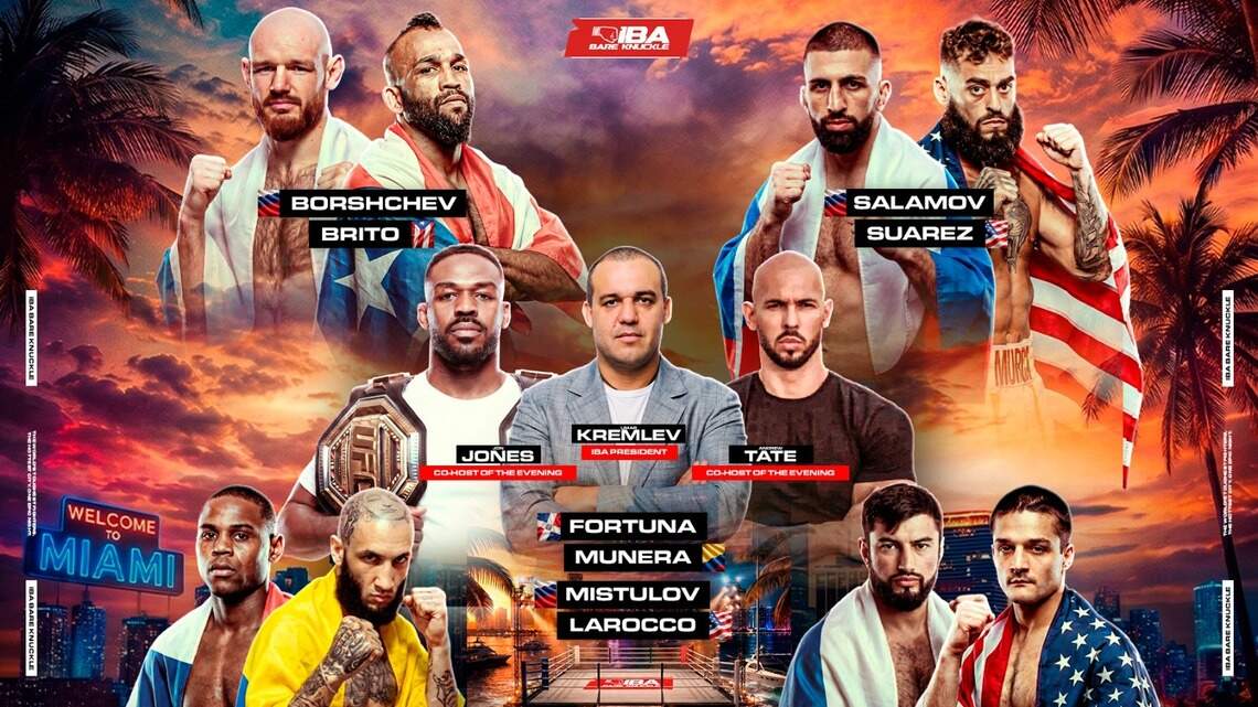 Con Jon Jones al frente, Miami se refuerza como capital del bare knuckle en nuevo evento de IBA