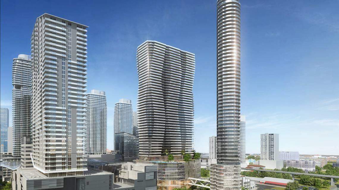 Un bosquejo muestra las dos nuevas torres propuestas para el Brickell City Centre, junto al complejo ya existente.