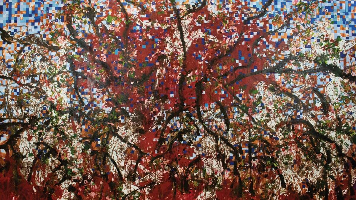 ‘Decree of Death’, 2019, óleo sobre lienzo, 86 x 118 pulgadas.