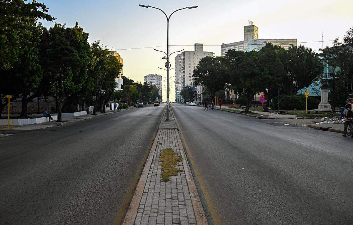 An avenue stands almost empty in Havana on February 16, 2026. (Photo by YAMIL LAGE / AFP via Getty Images)