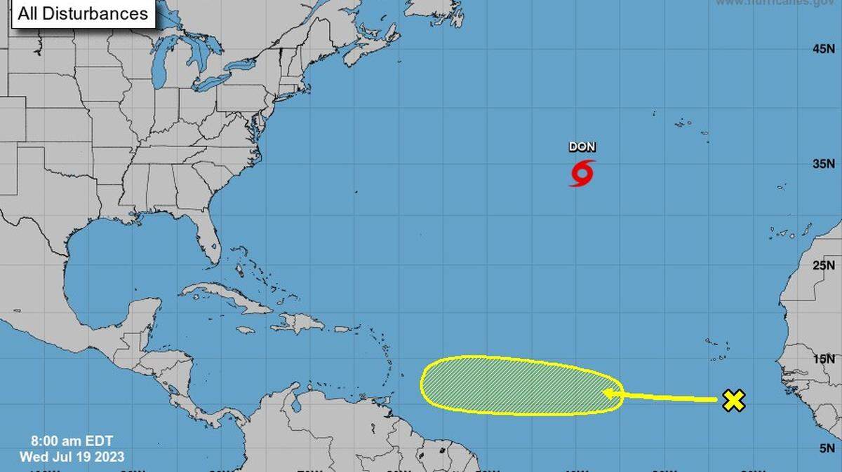Don está a punto de intensificarse, mientras que meteorólogos vigilan onda tropical es vigilada en el Atlántico.