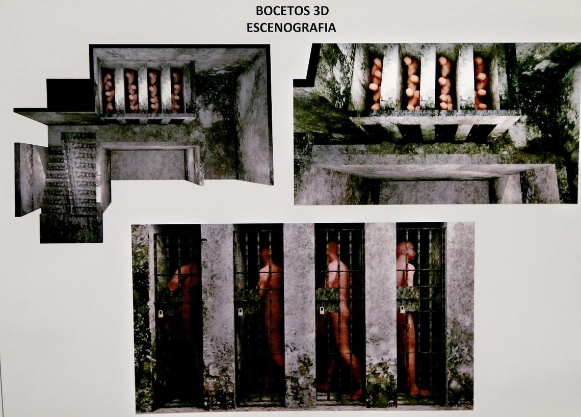 Bocetos de las ‘gavetas’, celdas a las que se confinaba a los presos políticos en las cárceles castristas, para la película “Plantados”, que dirige en Miami Lilo Vilaplana.