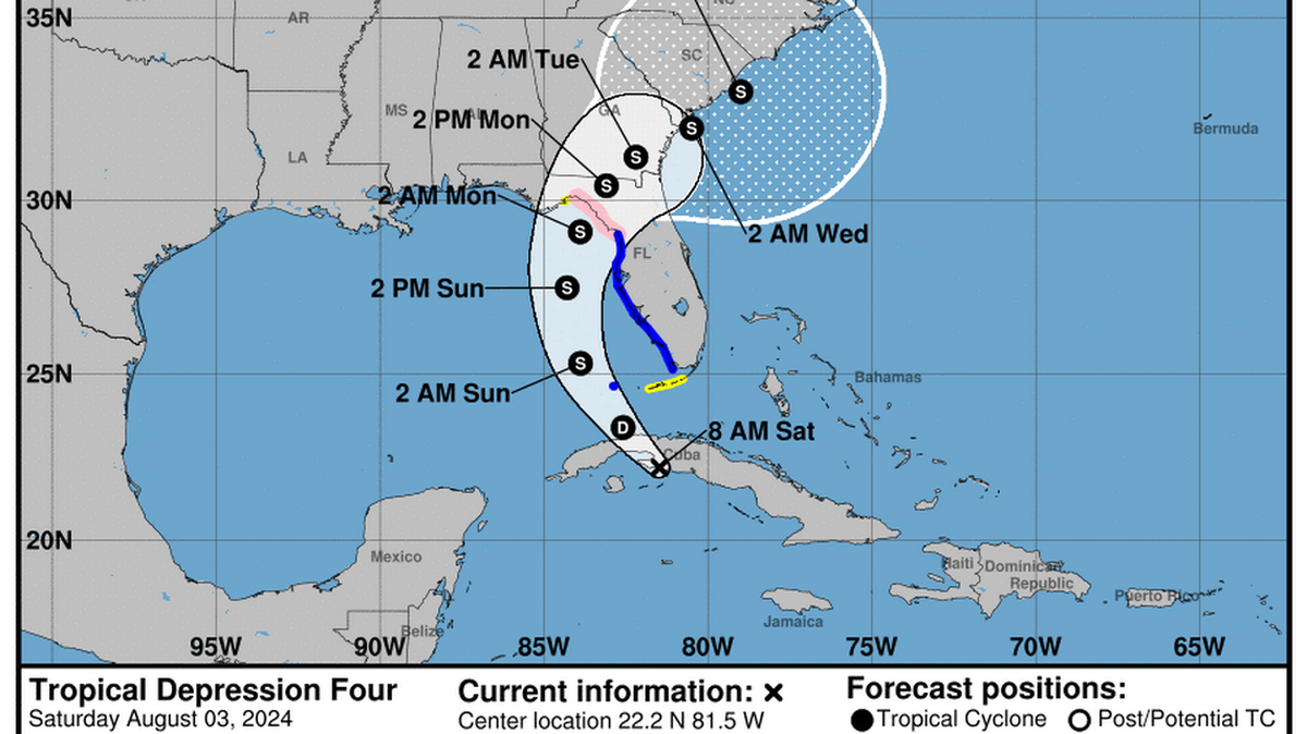 Depresión tropical gira hacia el oeste. Las fuertes lluvias siguen siendo una amenaza para el sur de la Florida.