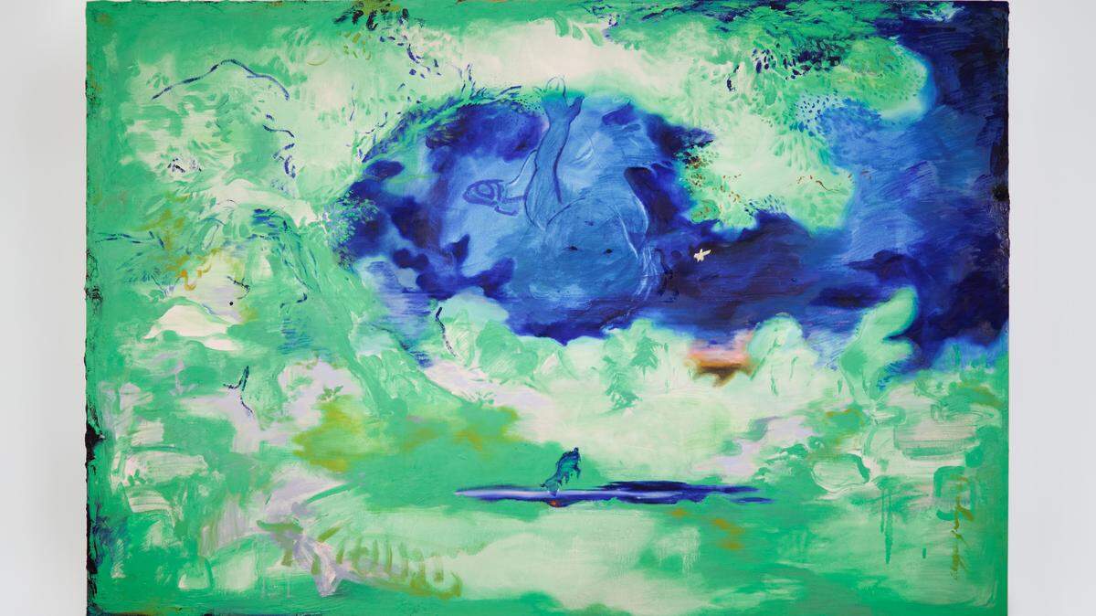 ‘Technē (In the Sky Mirror and Stars)’, 2025, de Aleza Zheng, 162leo sobre lienzo, 40 x 60 pulgadas.