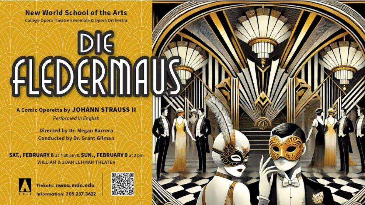 El Teatro de Ópera y la Orquesta de Ópera de la New World School of the Arts presenta Die Fledermaus de Johann Strauss II, en ehman Theater.