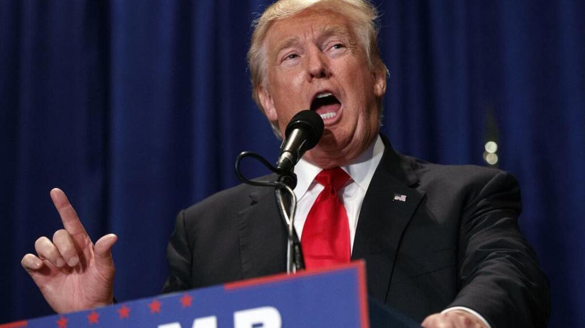 El candidato republicano a la presidencia, Donald Trump, habla el 12 de agosto durante un acto de campaña en Altoona, Pennsylvania. 