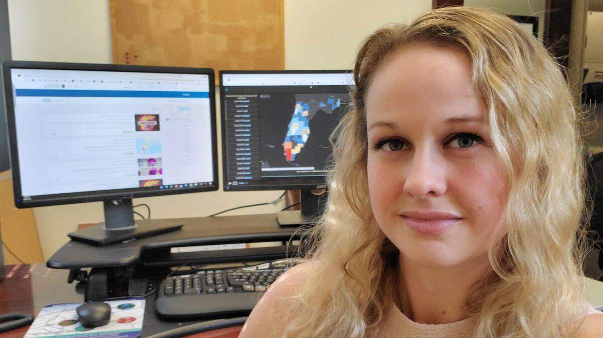 Rebekah Jones in her office at the Florida Department of Health.