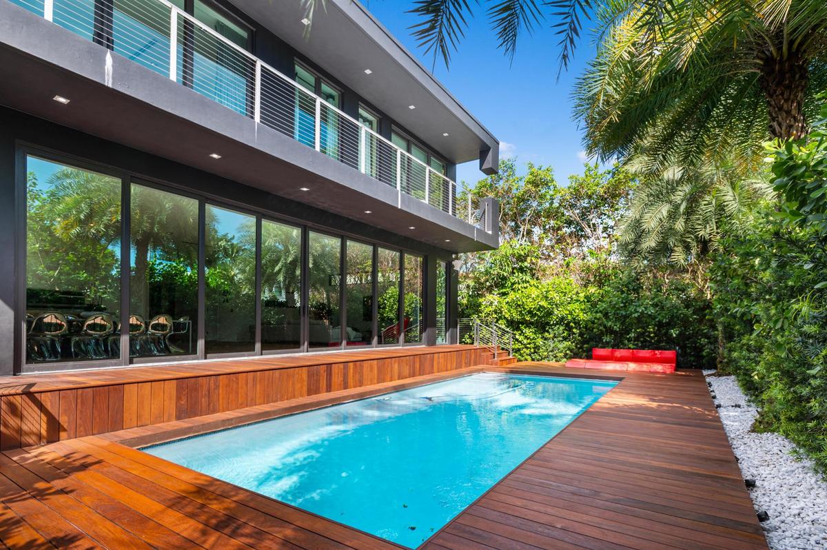 The pool area of Nicky Jam’s Miami Beach house.