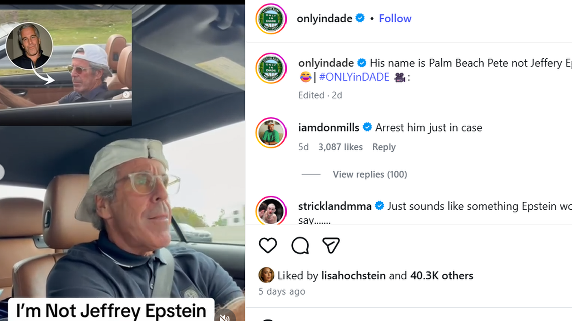 Un hombre del sur de la Florida con gran parecido a Jeffrey Epstein hace un sorprendente anuncio