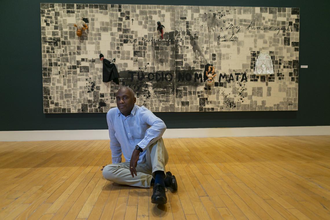 Visual artist Juan Roberto Diago’s work, “DIAGO: The Pasts of this Afro-Cuban Present,” is on display at the Lowe Art Museum inside the University of Miami in Coral Gables, Florida on Friday, November 1, 2019.