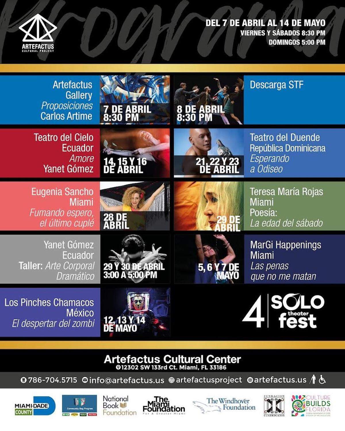 El programa completo del Solo Theater Fest en un solo cartel.