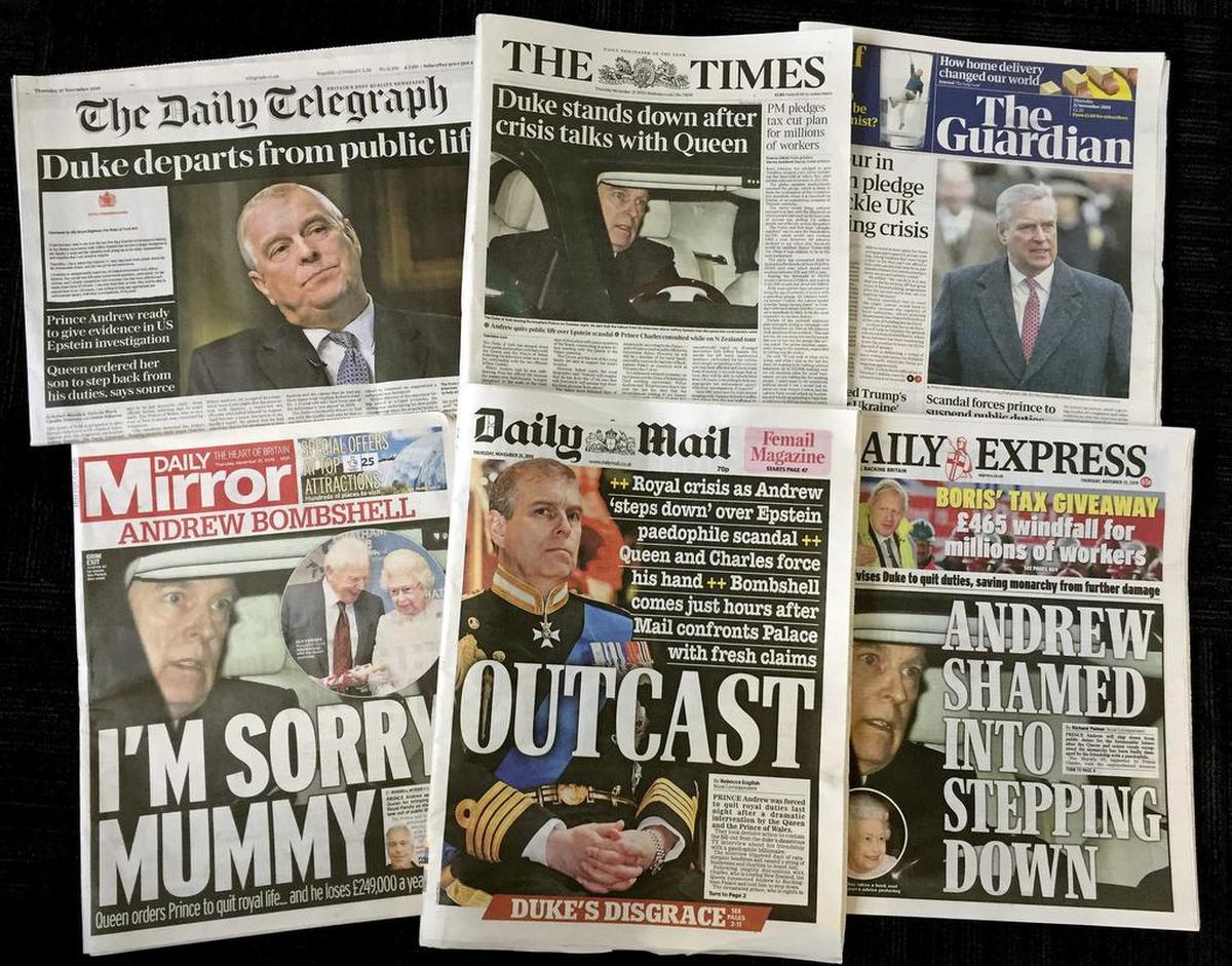 British tabloids have feasted on the scandal engulfing Prince Andrew over his connection to Jeffrey Epstein and Ghislaine Mawell.