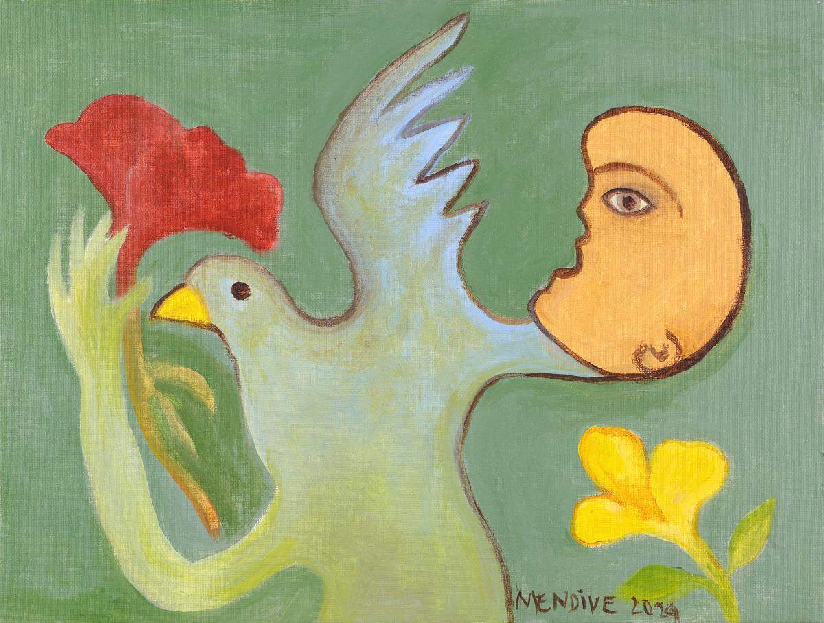 'Flores', 2024, acrílico sobre lienzo, 12 x 16 pulgadas.