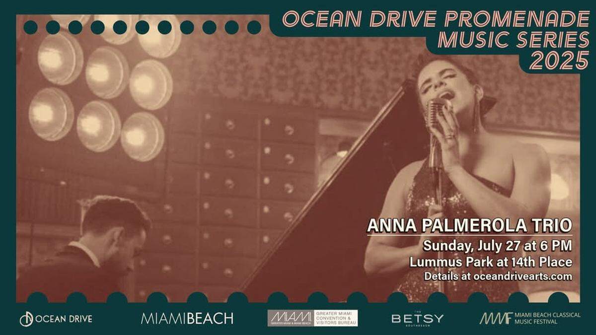 Música en vivo gratuita en Ocean Drive presenta a Anna Palmerola Trio.