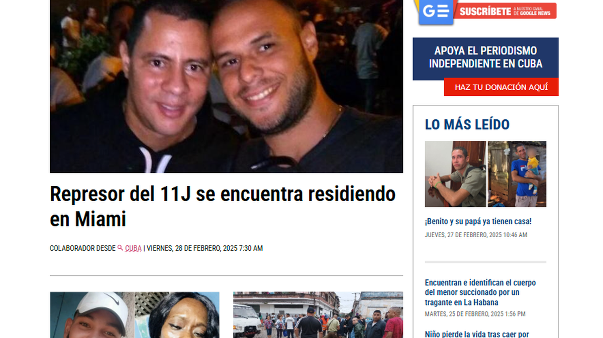 Captura de pantalla del sitio de noticias de Cubanet.