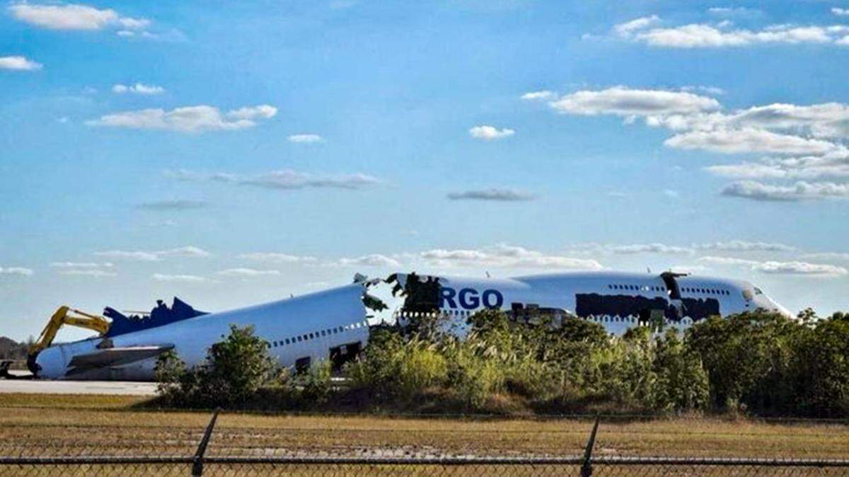 Photograph shown by Venezuelan strongman Nicolas Maduro of Venezuelan cargo plane he said was seized by the United States and destroyed in Miami.