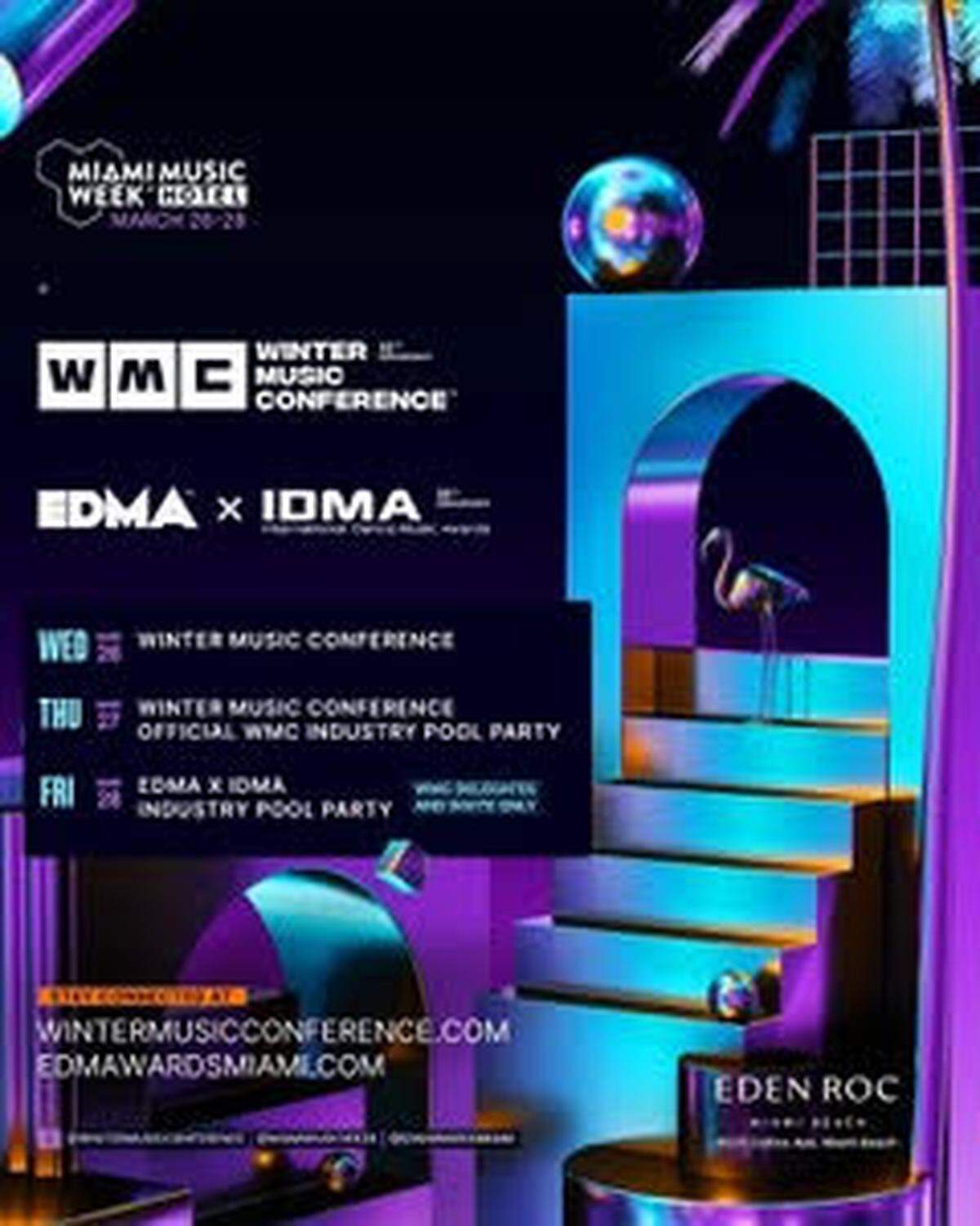 Del 26 al 28 de marzo, el Winter Music Conference (WMC) regresará al Eden Roc Miami Beach Resort para reunir a las voces más influyentes de la música electrónica.