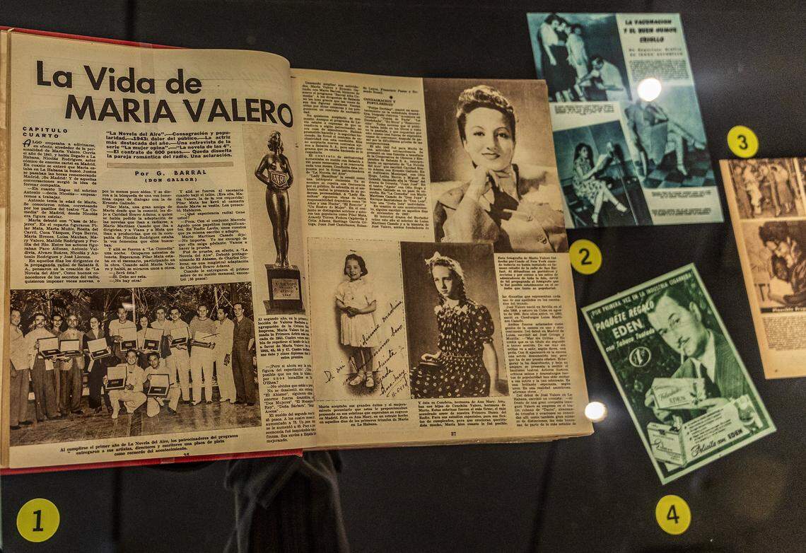 Magazines and images part of “The Telenovela Archives: Serialized Fiction in Cuba Before the Revolution” exhibit on display at the Cuban Heritage Collection at the Roberto C. Goizueta Pavillion on the University of Miami's Otto G. Richter Library, on Wednesday October 29, 2025.