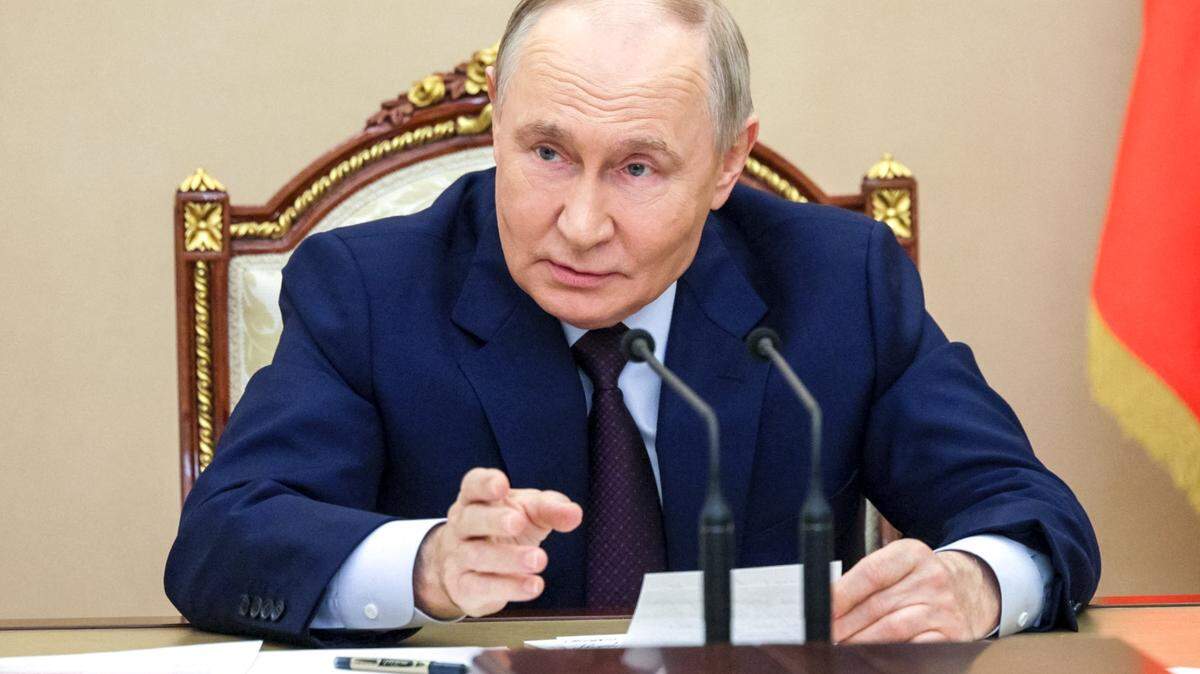 In this pool photograph distributed by the Russian state agency Sputnik, Russia's President Vladimir Putin chairs a Security Council meeting at the Kremlin in Moscow on November 5, 2025. (Photo by Gavriil Grigorov / POOL / AFP) (Photo by GAVRIIL GRIGOROV/POOL/AFP via Getty Images)